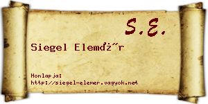 Siegel Elemér névjegykártya