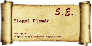 Siegel Elemér névjegykártya